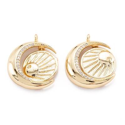 Brass Micro Pave Clear Cubic Zirconia Beads Pendant Long-Lasting Plated