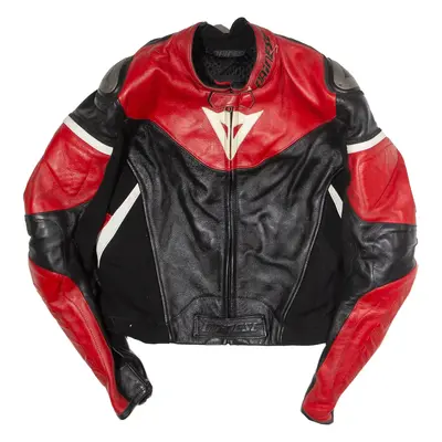 DAINESE Womens Motorcycle Jacket Black Leather Colourblock UK 16