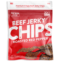 Wicked Cutz Roasted Red Pepper Jerky Chip - High Protein, Spicy