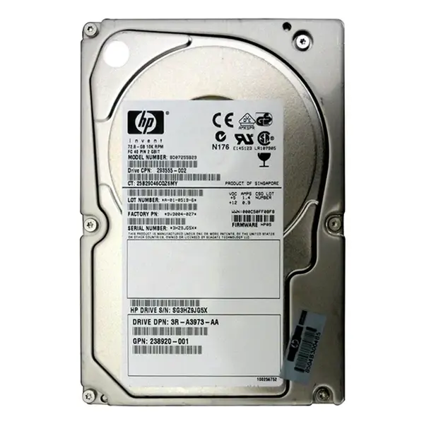 238920-001 HP 73GB 2Gb/s Fibre Channel 10000 3.5-inch Hard Drive
