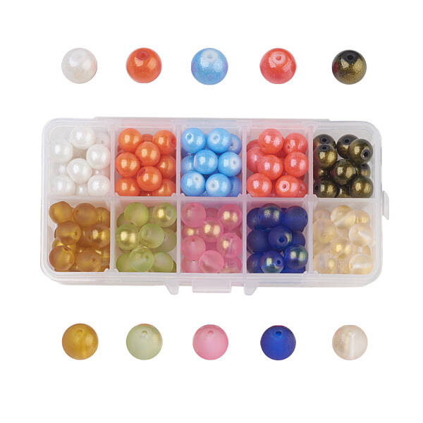 10 Colors Spray Painted Glass Beads