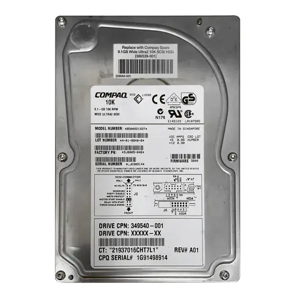 386539-001 HP 9.1GB Wide Ultra2 SCSI 10000 3.5-inch Hard Drive