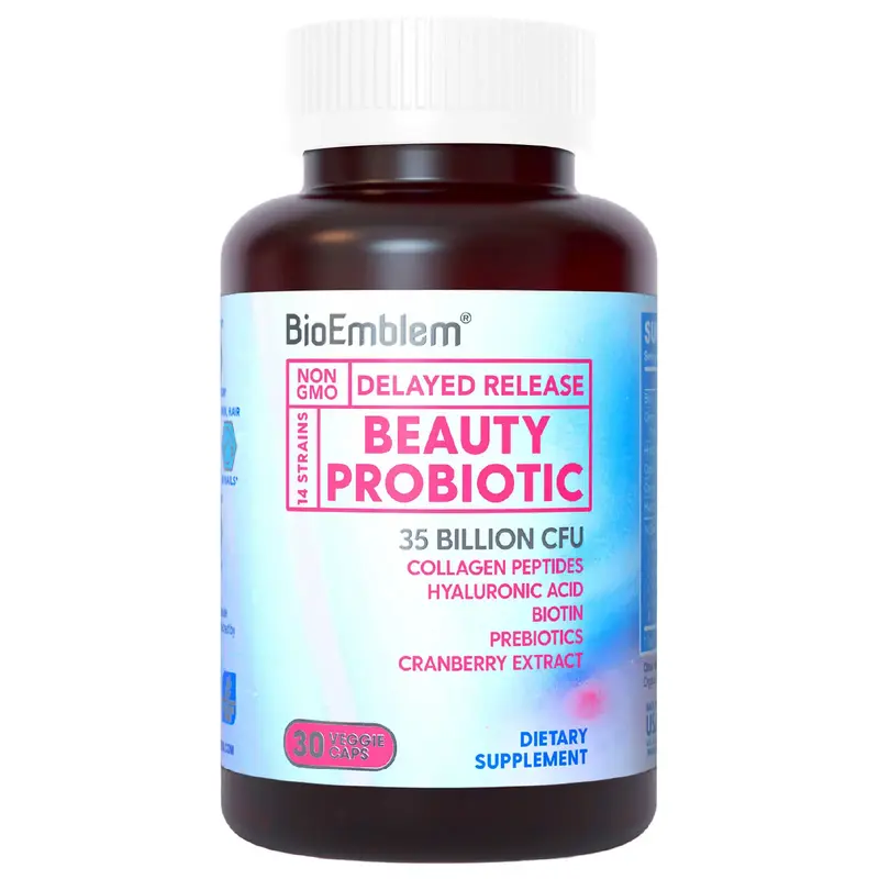 BioEmblem Beauty Probiotics for Women, 35 Billion CFU 14 Strains with Biotin, Collagen, Prebiotics for Digestive Health, Nail...