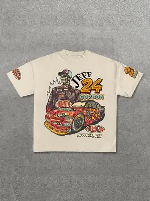 Men's Cartoon Graphic Print Round Neck Tee, Loose Casual Drop Shoulder Short Sleeve T-shirt, Men's Summer Top for Daily Wear