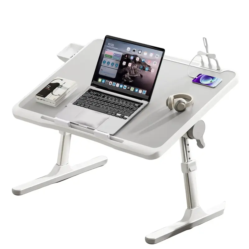 Adjustable Laptop Bed Tray Table with Removable Stopper, Portable Lap Desks with Foldable Legs, Breakfast Reading Notebook St...
