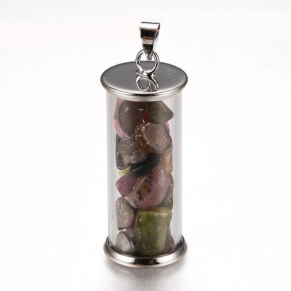 Alloy & Glass Wish Bottle Pendants