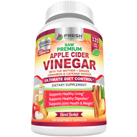 Fresh Healthcare Premium Apple Cider Vinegar Capsules with The Mother 1500mg & Ceylon Cinnamon Ginger Cayenne for Detox Diges...