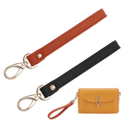 2Pcs 2 Colors PU Leather Clutch Bag Wristlet Straps