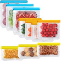Reusable Food Storage Bag, 5/10pcs Multipurpose Leakproof Freezer Bag, Meal Prep Containers, BPA Free Food Storage Bag for Lu...