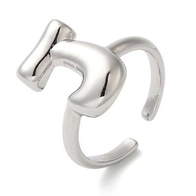 Initials Brass Open Cuff Ring for Women