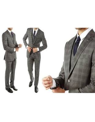Blue Suit Grey Vest - Navy Suit Grey Vest