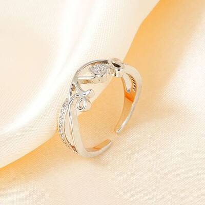 Brass Micro Pave Clear Cubic Zirconia Cuff Rings for Women