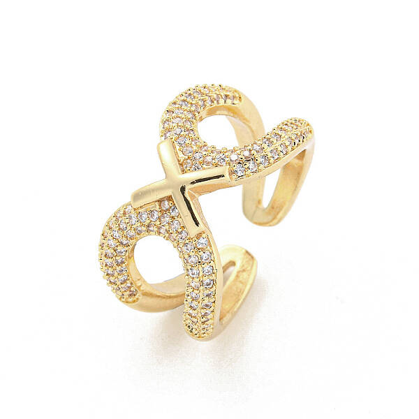 Brass Micro Pave Cubic Zirconia Cuff Rings