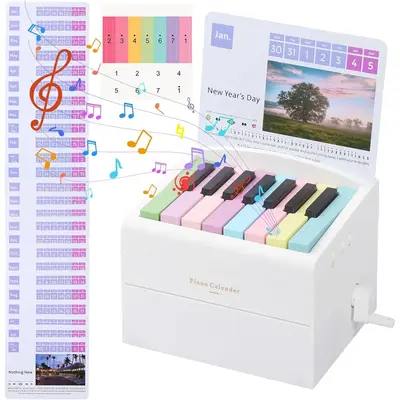 Piano Desk Calendar2025Rechargeable Mini Piano with 52 Sheets of Music (27 Cards) Gifts for Family and Friends, Halloween Gif...