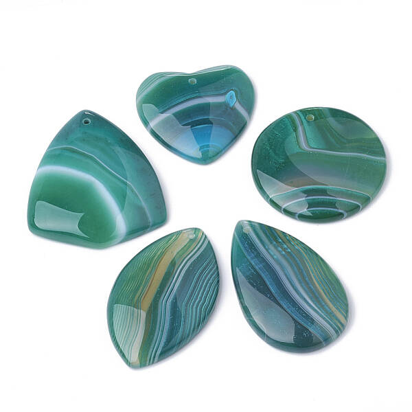 Dyed Natural Striped Agate/Banded Agate Pendants