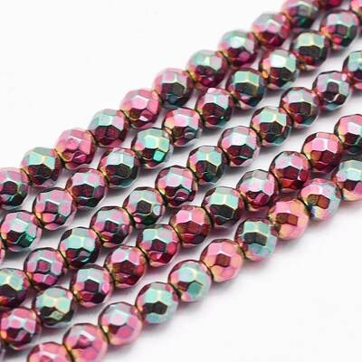 Electroplate Non-magnetic Synthetic Hematite Beads Strands