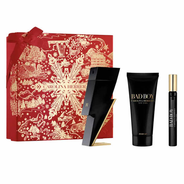 Carolina Herrera Bad Boy Eau De Toilette Spray Set 100 ml 3 pieces