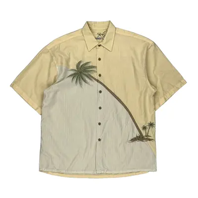 Bamboo Cay Hawaiian Shirt - Large Beige Polyester Blend