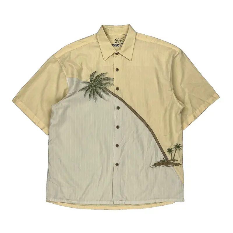 Bamboo Cay Hawaiian Shirt - Large Beige Polyester Blend