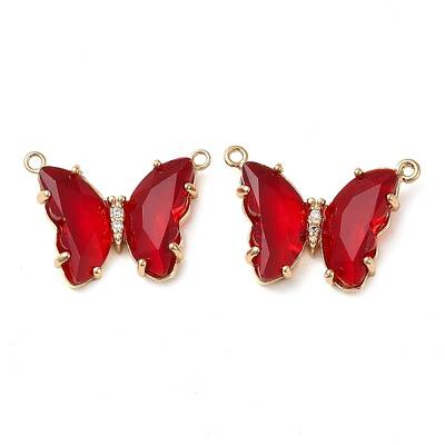 Brass Pave Faceted Glass Connector Charms