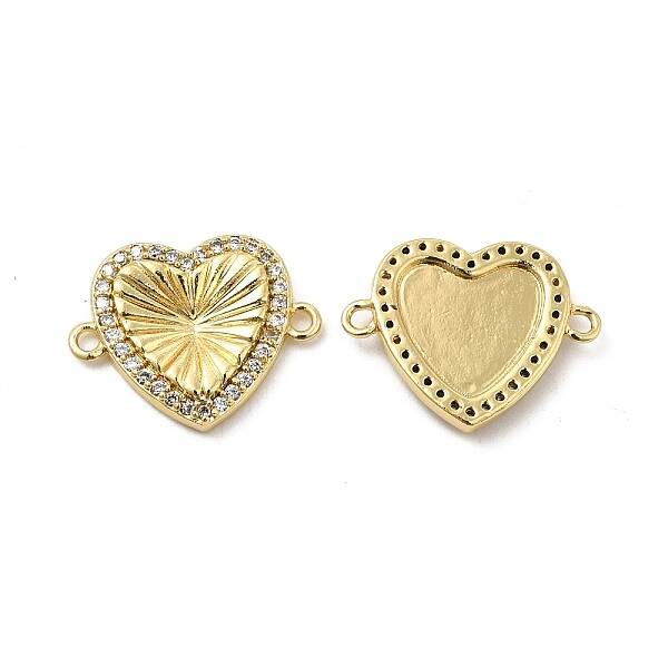 Brass Micro Pave Clear Cubic Zirconia Connector Charms
