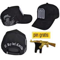 Chalino Sánchez Hat - Full Suede with Graphic Design, Classic Six-Panel Style, Featuring Cartoon Character, Black Color grap...
