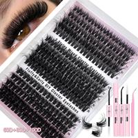 Individual False Eyelashes Kit, 10-18mm Mixed Length False Eyelashes, Reusable Eyelash Extensions, Professional Eye Makeup Ac...