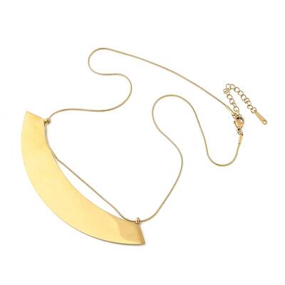 304 Stainless Steel Arch Shaped Pendant Bib Necklaces