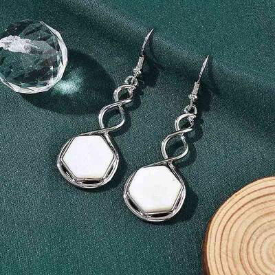 Hexagon Natural Shell Dangle Earrings