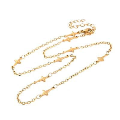 Ion Plating(IP) 304 Stainless Steel Cross Link Chain Necklace