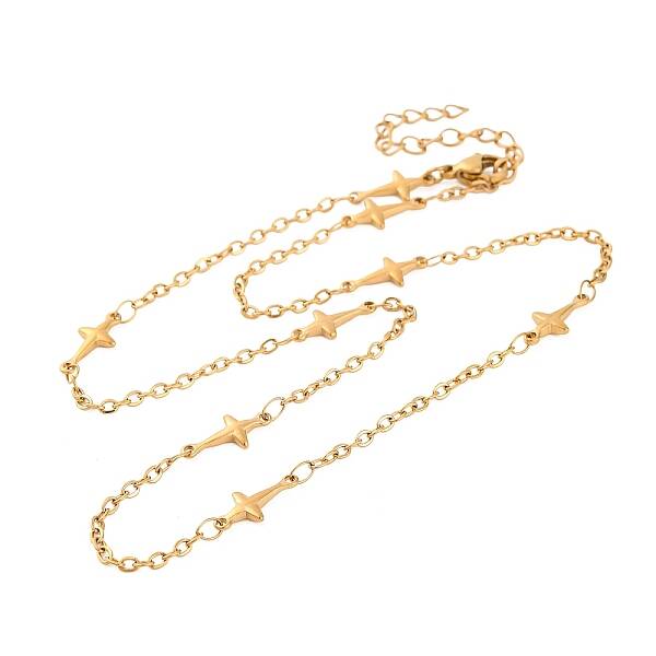 Ion Plating(IP) 304 Stainless Steel Cross Link Chain Necklace