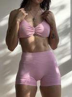 Women's Solid Crop Cami Top & High Waist Yoga Bottoms Two-piece Set, Casual Fashion Cozy Breathable Two Piece Outfits for Dai...