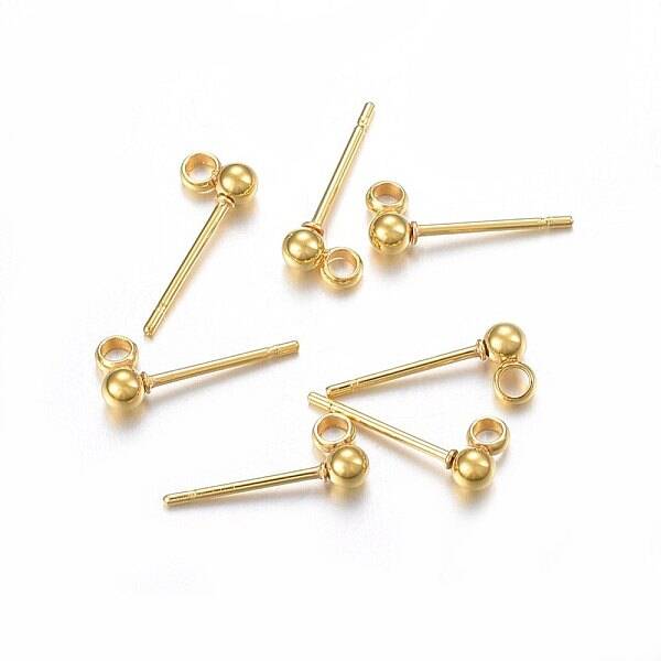 304 Stainless Steel Ball Stud Earring Findings