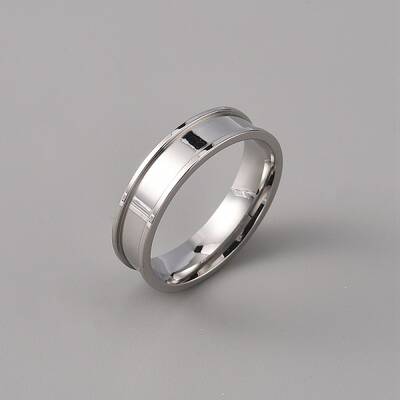 201 Stainless Steel Grooved Finger Ring Settings