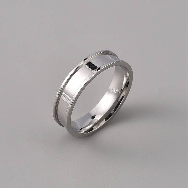 201 Stainless Steel Grooved Finger Ring Settings