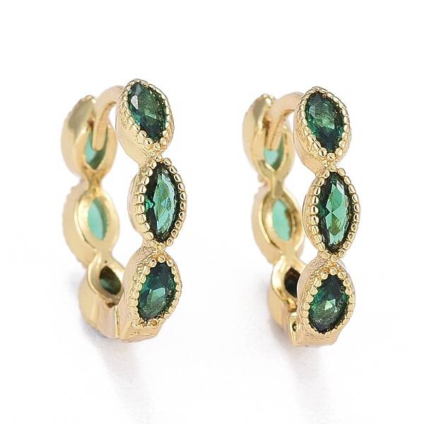 Brass Micro Pave Cubic Zirconia Huggie Hoop Earrings