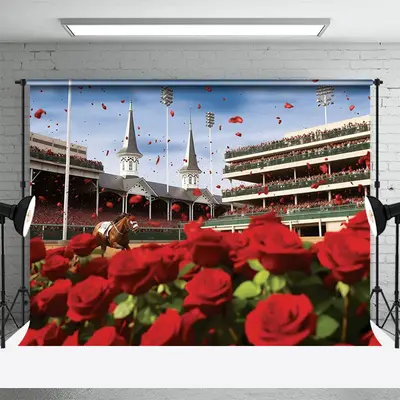 Red Rose Sky Celebration Kentucky Derby Backdrop - Aperturee