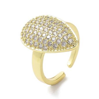 Brass with Cubic Zirconia Open Cuff Rings for Women