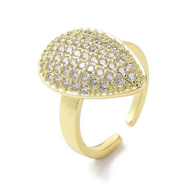 Brass with Cubic Zirconia Open Cuff Rings for Women