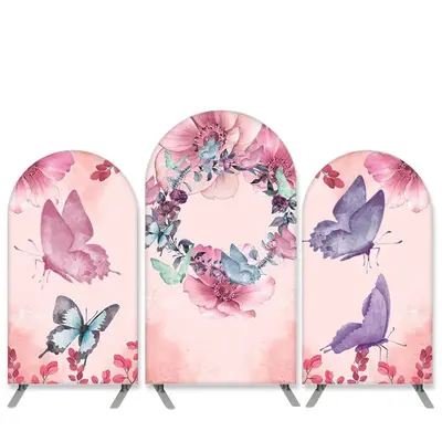 Aperturee Butterfly Theme Floral Pink Birthday Arch Backdrop Kit Banner | Circle Arch Backdrop Diy | Wedding Arch Backdrop | ...