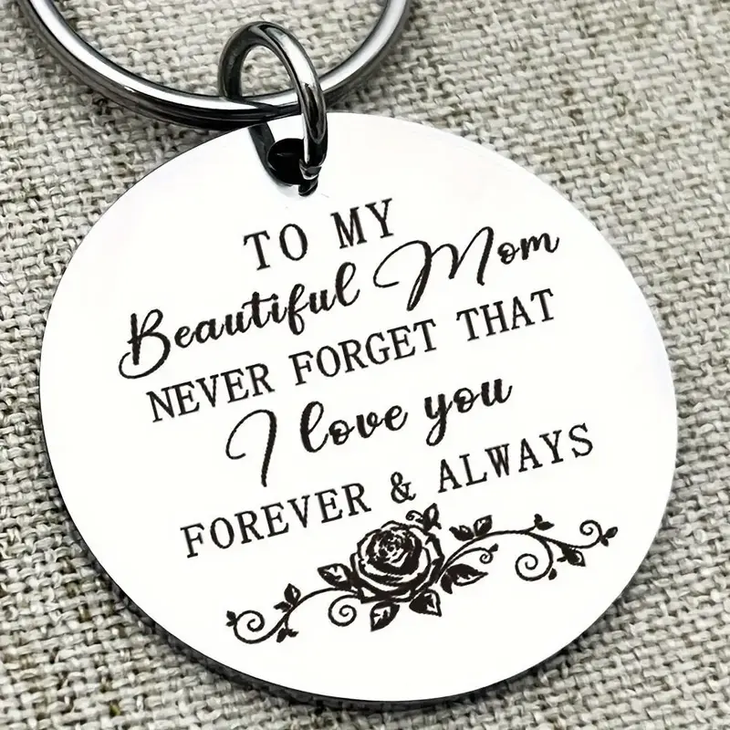 Creative Stainless Steel Keychain, To My Beautiful Mom Keychain, Mom Gifts from Daughter Son, Mom Birthday Gifts, Gifts for M...