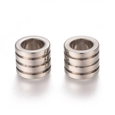 Tarnish Resistant 201 Stainless Steel Grooved Beads
