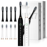 2Pack Black & White Electric Toothbrush with 8 Brush Heads, IPX7 Waterproof 6 Modes 42000vpm with Smart Timers, Sonic recharg...