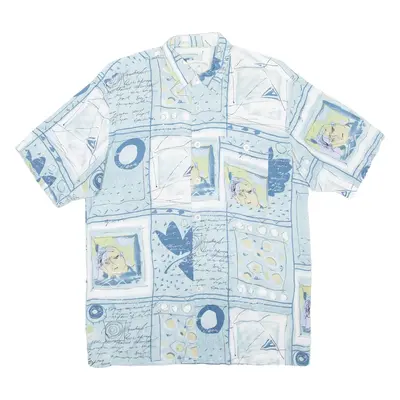C.C.CONCORD Mens Shirt Blue Crazy Pattern L