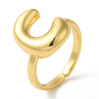 Initials Brass Open Cuff Ring for Women