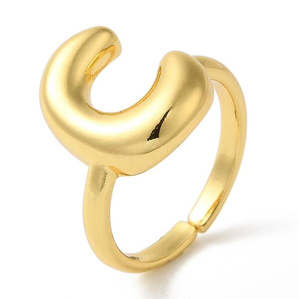 Initials Brass Open Cuff Ring for Women