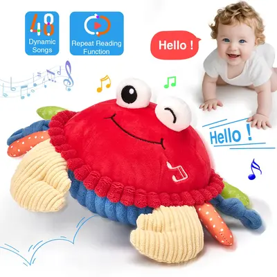 Baby Toy Crab Plush Toy Tummy Time Baby Toys 6-12 Months, Musical Interactive Dancing Plush Toy - 48 Songs & Recording Featur...