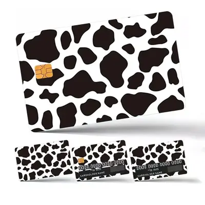 Cow Grain Pattern Credit Card Sticker, 4 Counts/set Thin Waterproof Sticker for Credit Card & Debit Card, Personalized Bank C...