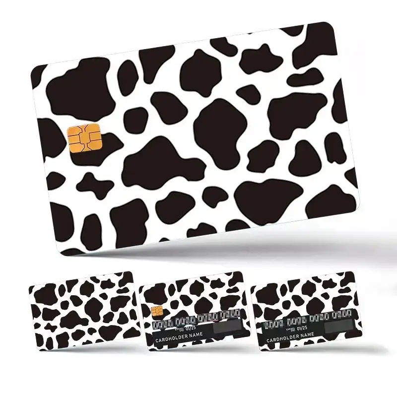 Cow Grain Pattern Credit Card Sticker, 4 Counts/set Thin Waterproof Sticker for Credit Card & Debit Card, Personalized Bank C...