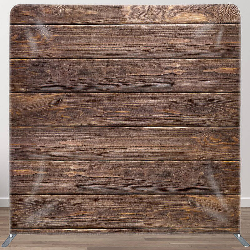 Aperturee Retro Brown Wood Wall Fabric Backdrop Cover for Birthday - Aperturee
